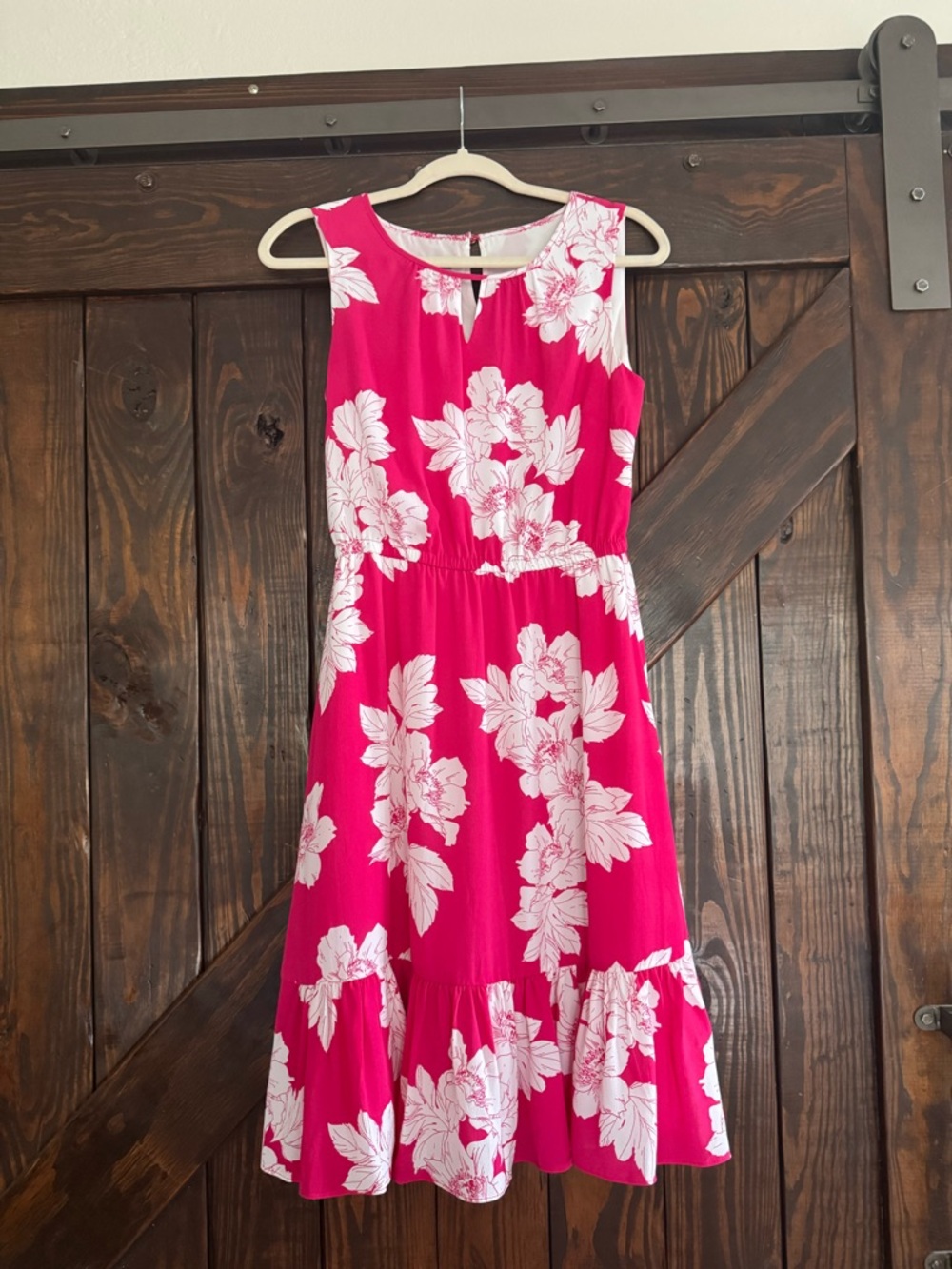 Talbots Hot Pink and White Floral Sleeveless Dress